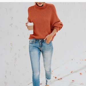 Chunky knit mock neck sweater